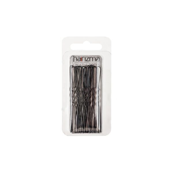 Шпильки для волос Harizma h10833-15 (65 мм, волнистые, черные, 20 шт)